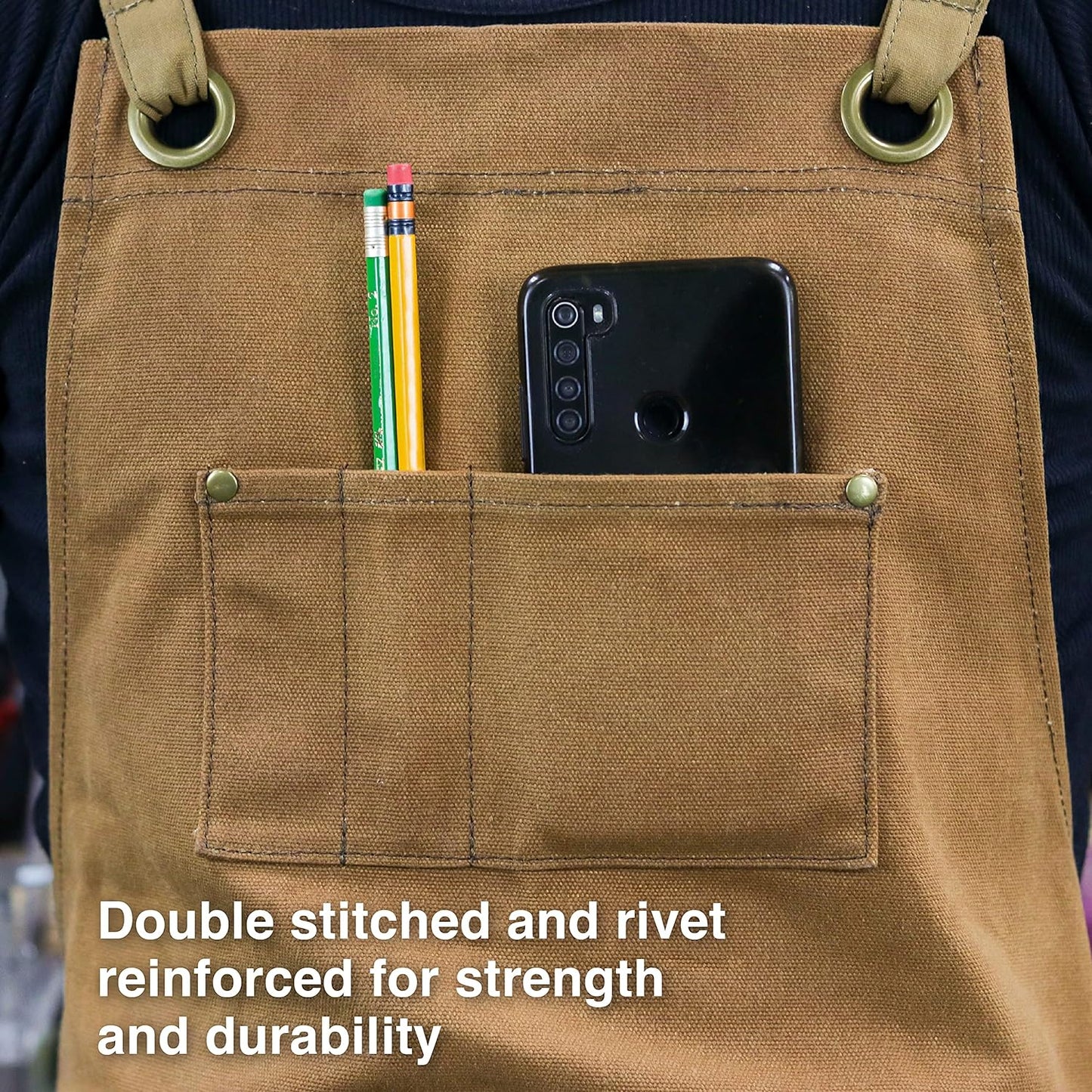 Heavy Duty 16 oz Waxed Canvas Woodworking Apron - HDG901W