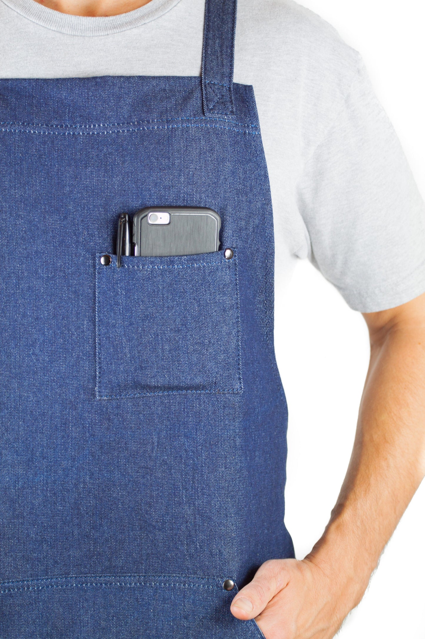Denim Apron for Kitchen, Grill, and BBQ (Blue Denim) - HDG805D