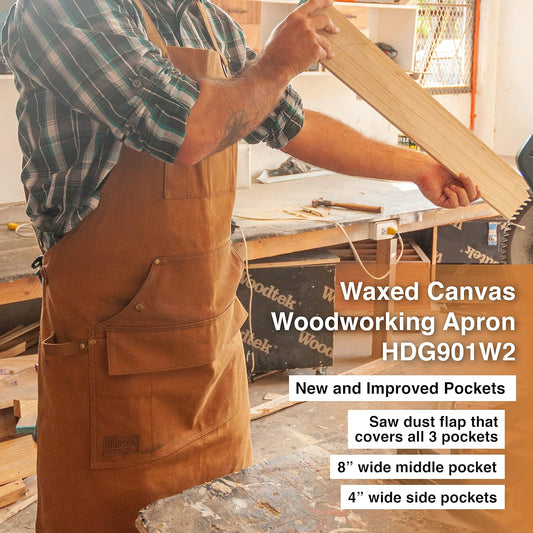 Heavy Duty 16 oz Waxed Canvas Woodworking Apron - HDG901W