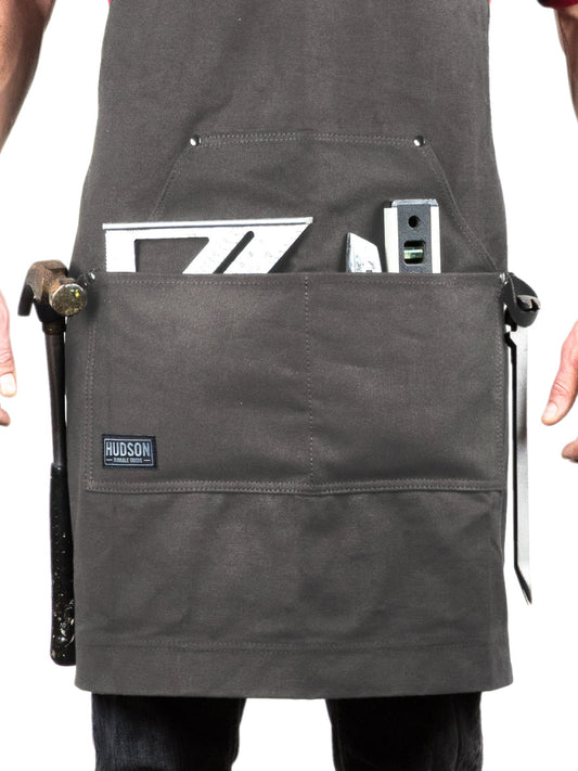 Heavy Duty 16 oz Waxed Canvas Tool Apron - DELUXE EDITION (Grey) - HDG901DG