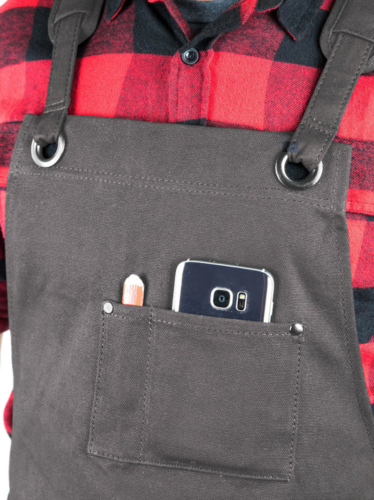 Heavy Duty 16 oz Waxed Canvas Tool Apron - DELUXE EDITION (Grey) - HDG901DG