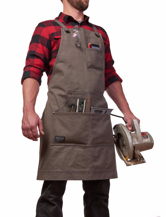 Heavy Duty 16 oz Waxed Canvas Work Apron (Grey) - HDG901G